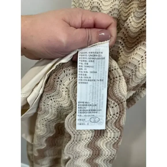 Hollister Crochet Knit Neutral Chevron Boho Festival Midi Dress Size XS - Picture 8 of 11